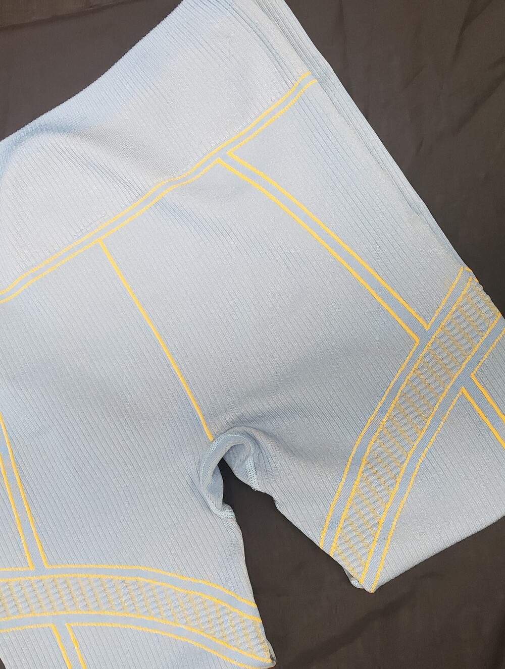 Fabletics Seamless High-Waisted Compressive Leggings Blue Yellow XL